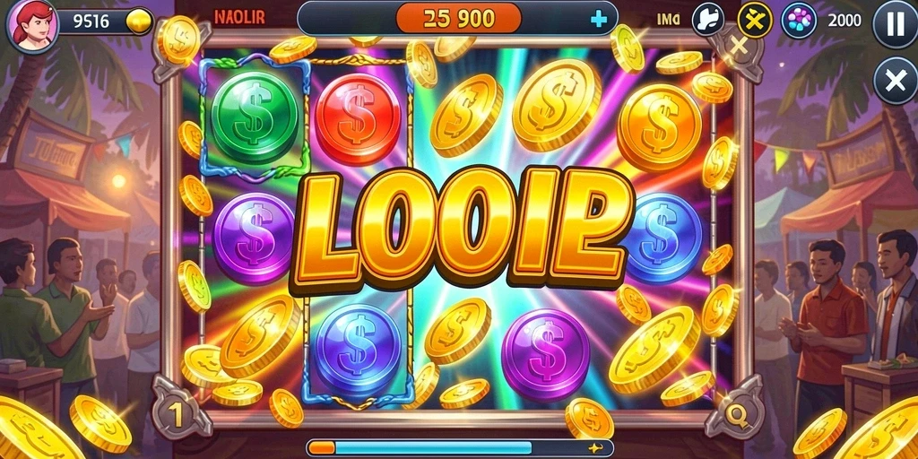 Tampilan awal game POPWIN yang menarik.
